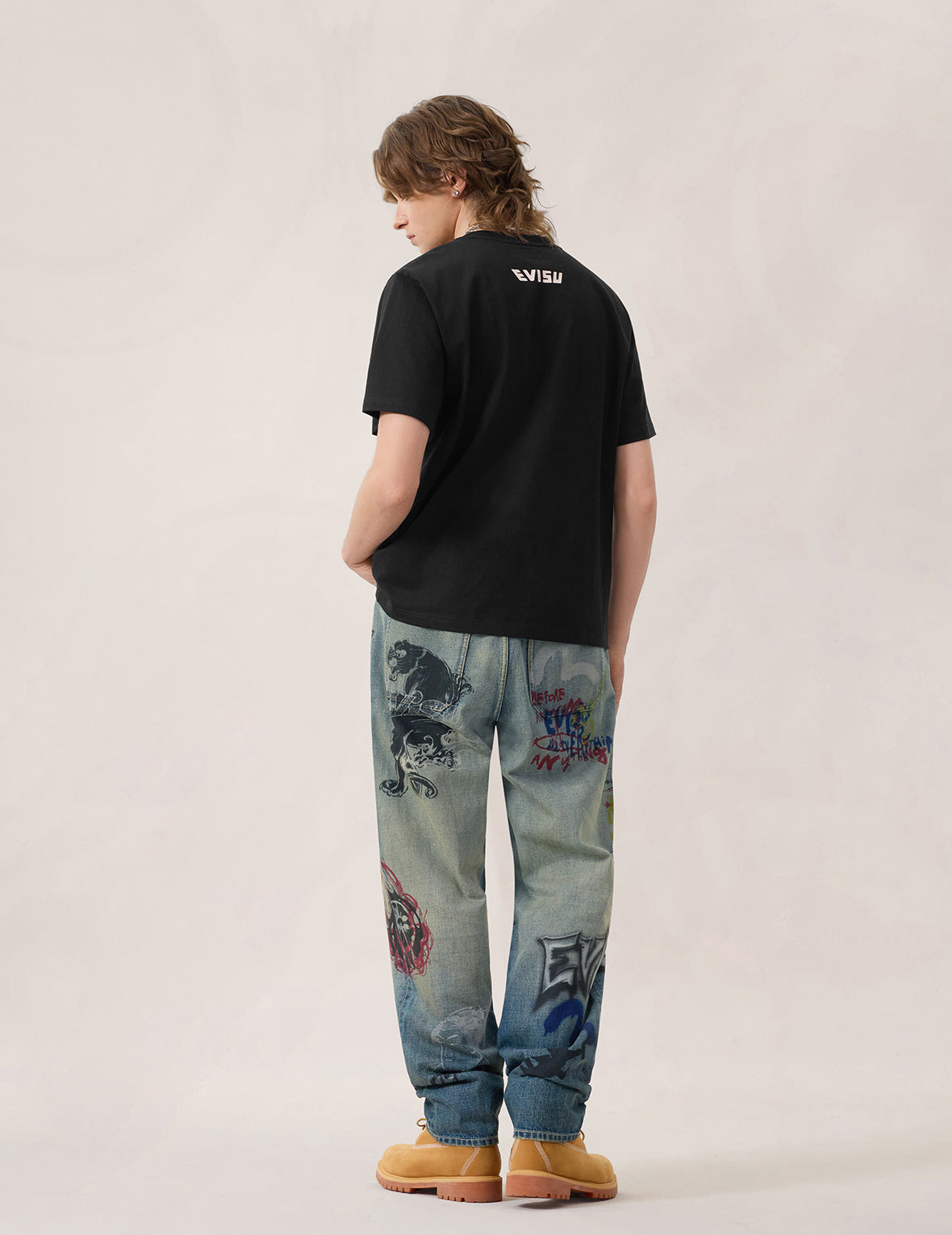 Allover Graffiti Printed Denim Jeans #2030