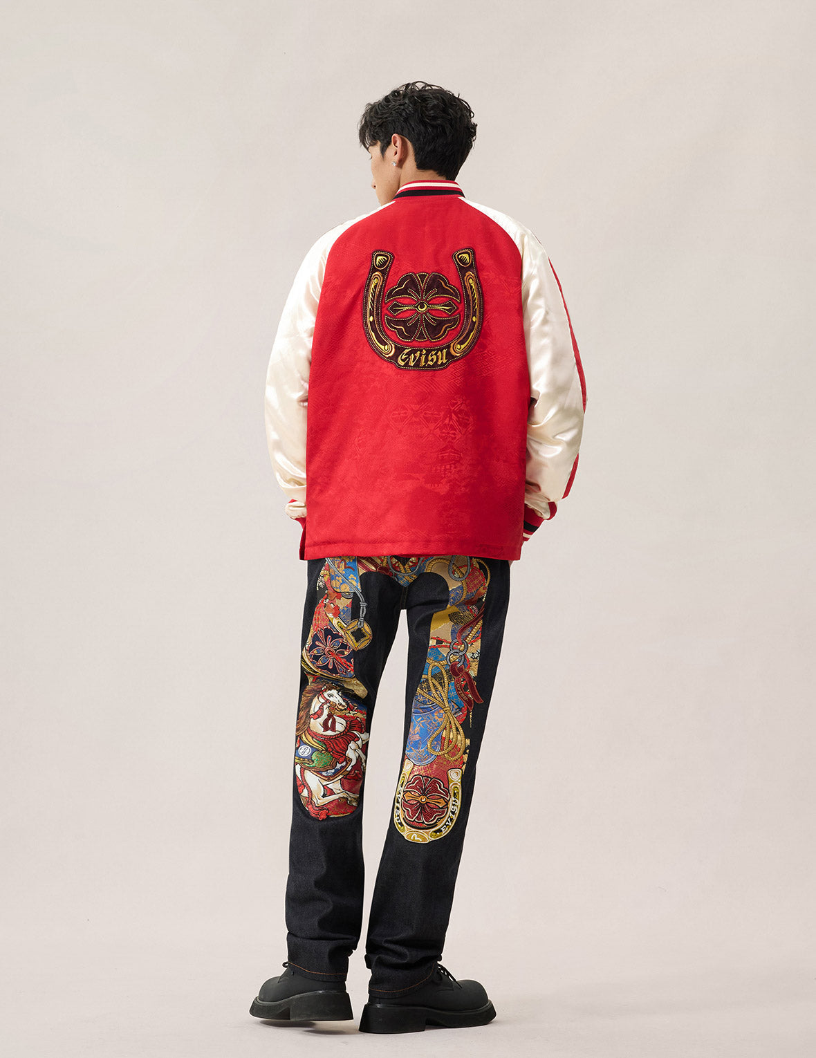 Allover Jacquard Padded Chinese Jacket - Red