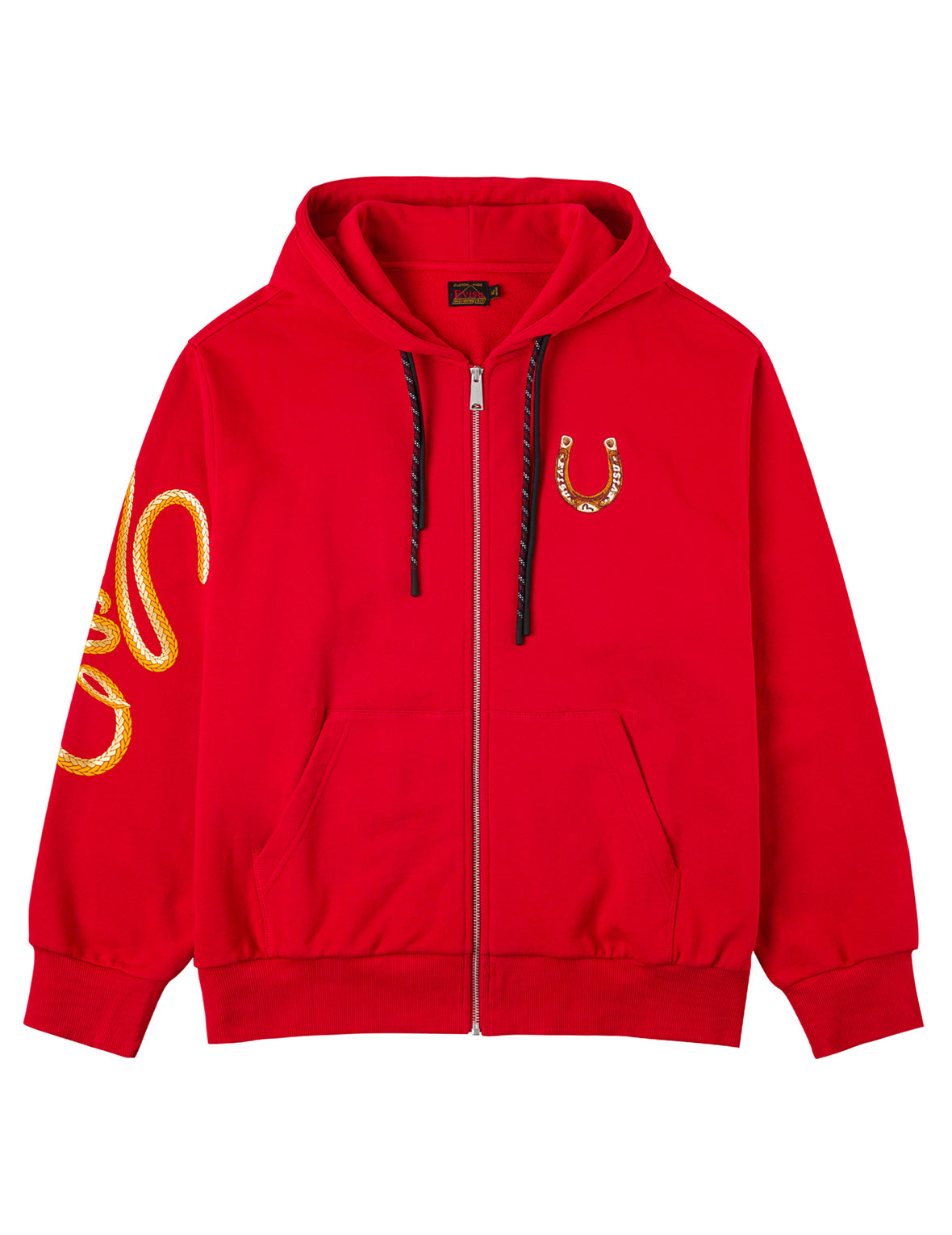 Year Of Horse Embroidery Zip-Up Hoodie - Red