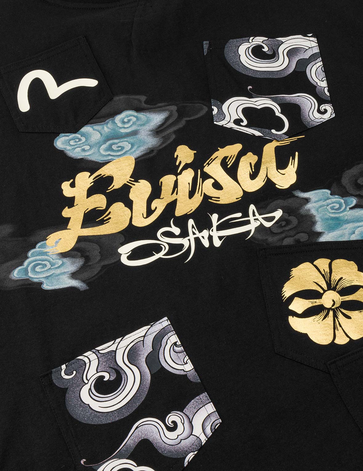 Multi-Pocket Foil Print T-Shirt