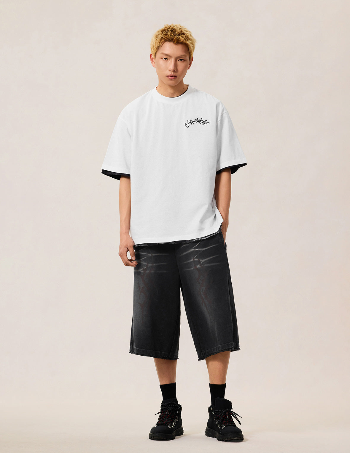 Skull Samurai Embroidery T-shirt
