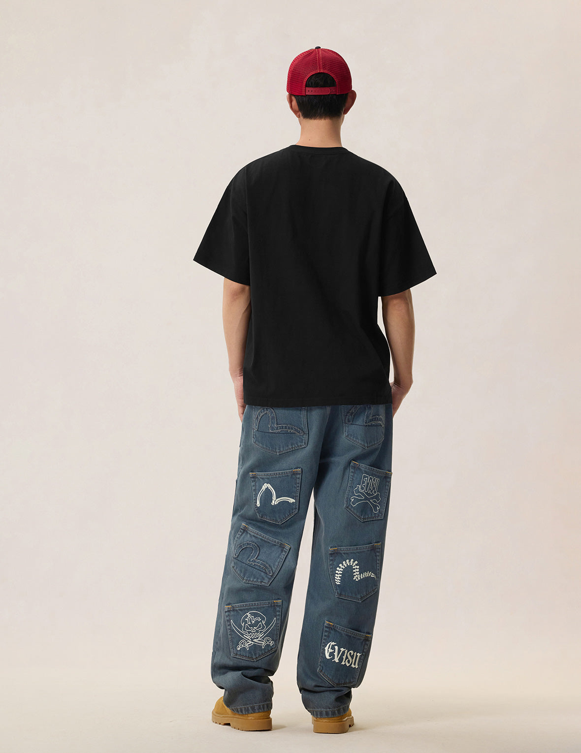 Skull Evisu Logo Distressed Tee