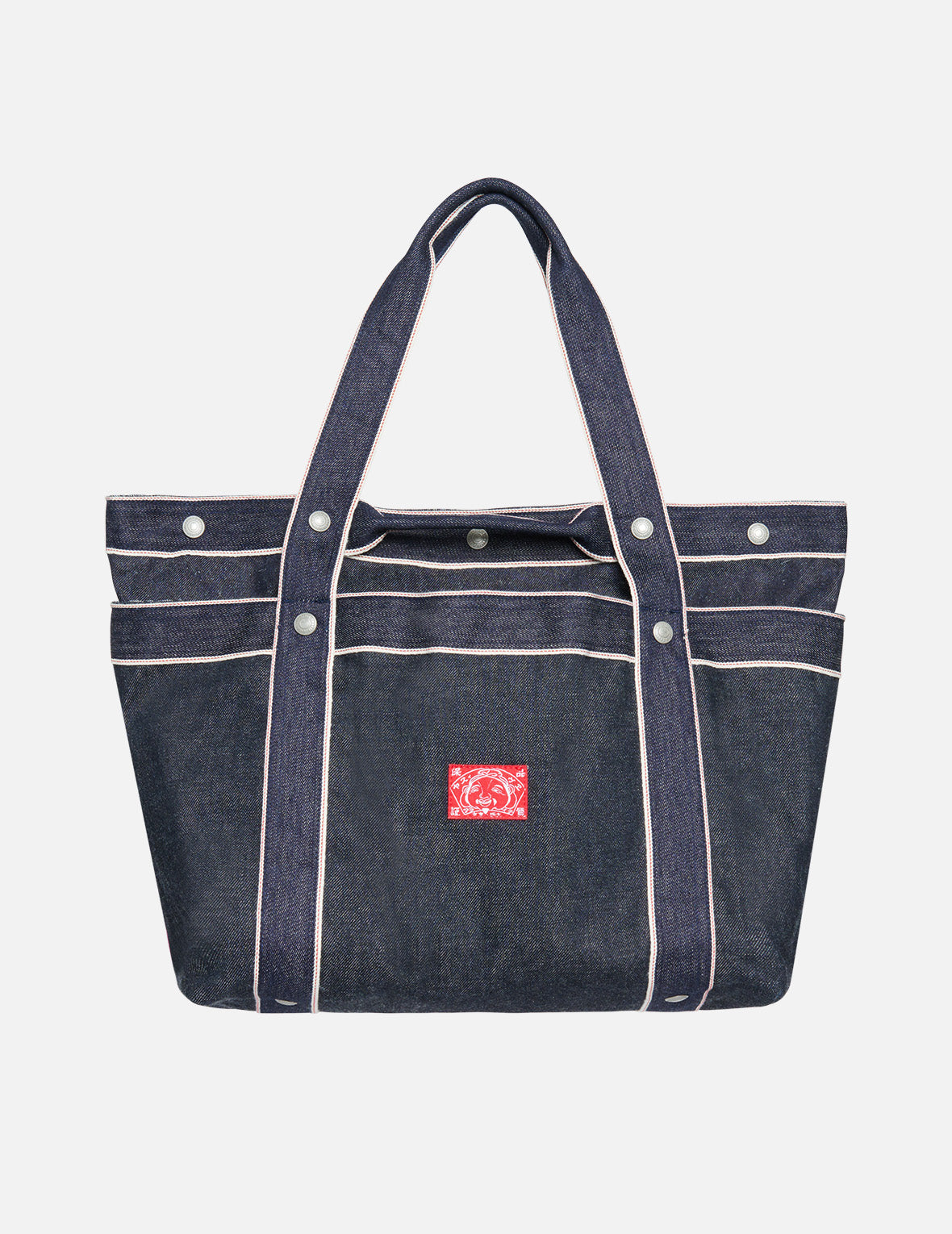 Seagull Embroidered Pocket Denim Tote Bag