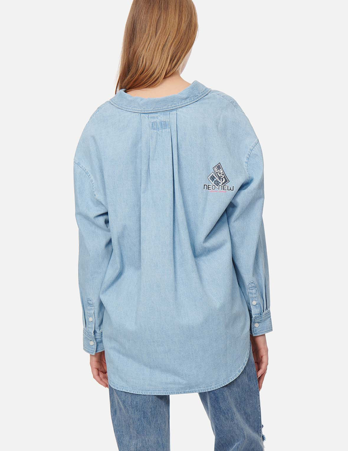 Logo Print Loose-fit Denim Blouse