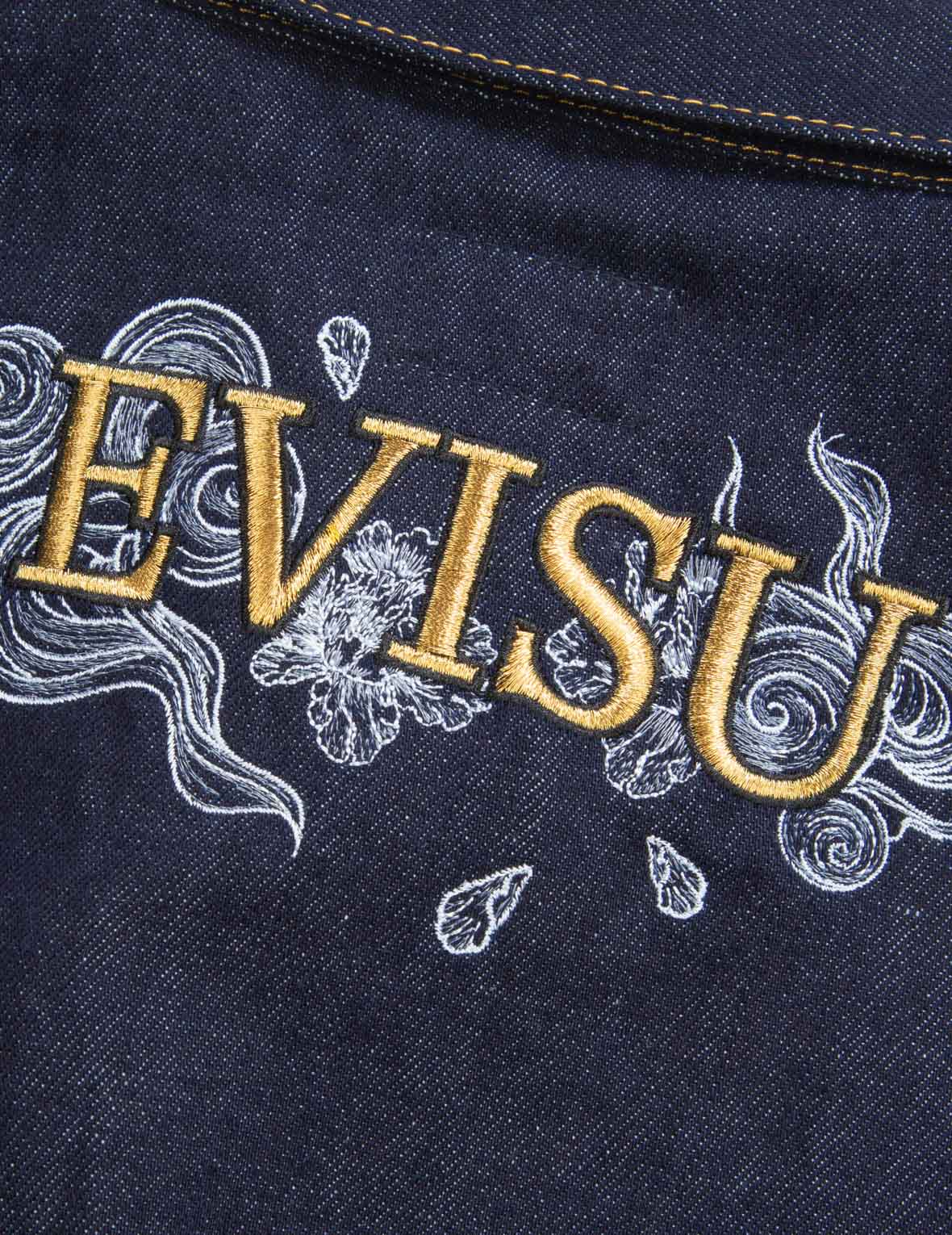 Logo and Floral Embroidery Denim Dress