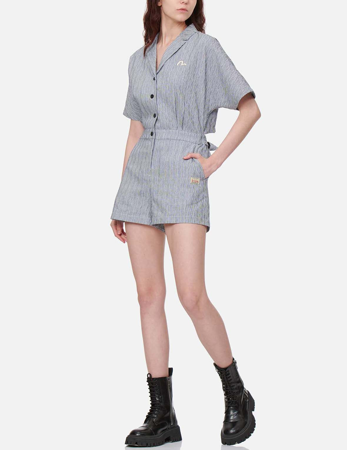 Seagull and Kamon Embroidery Jumpsuit
