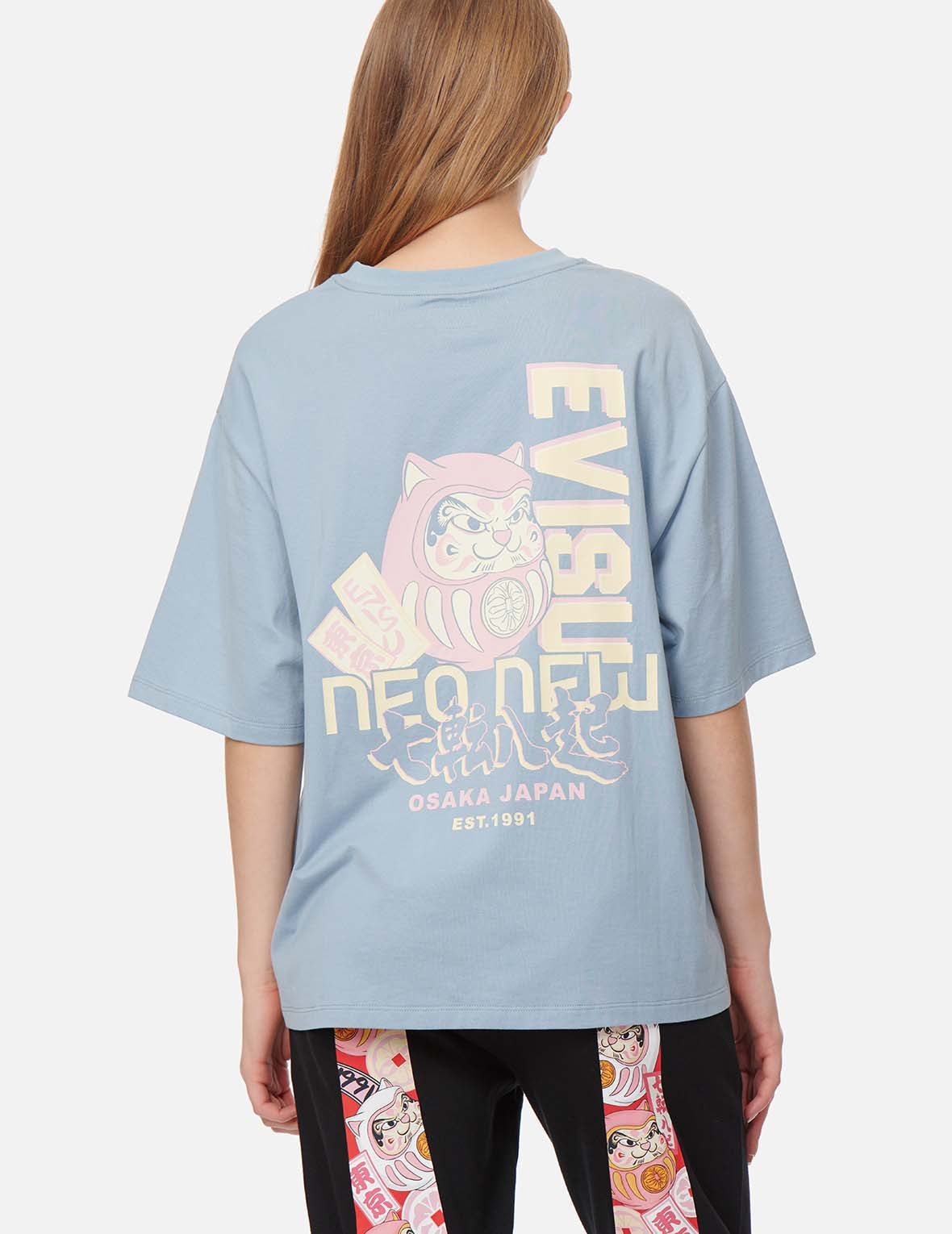 Fortune Cat Daruma and Proverb Print T-Shirt