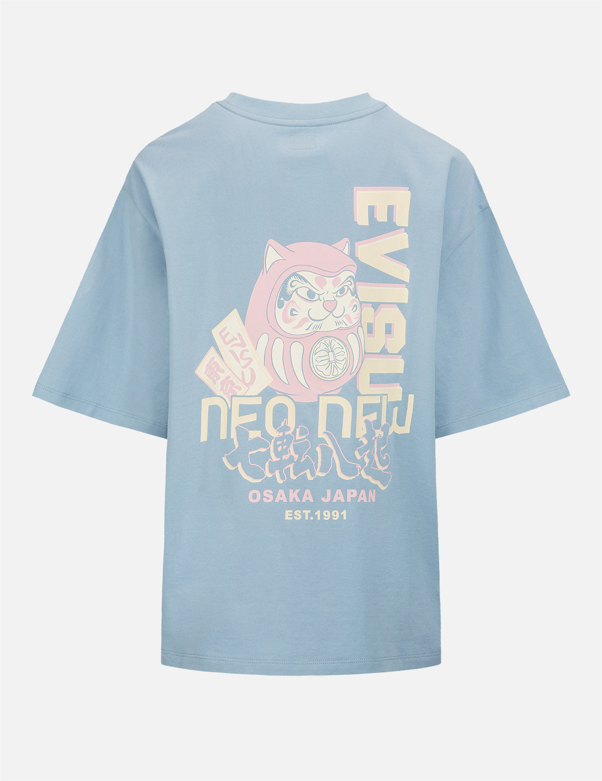 Fortune Cat Daruma and Proverb Print T-Shirt