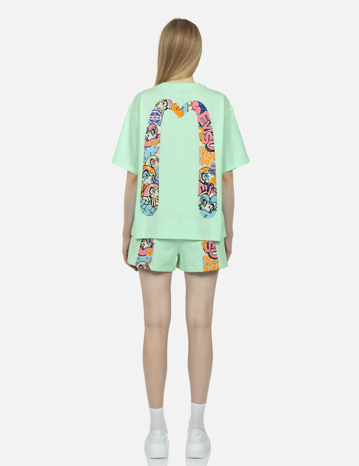 Graffiti Daruma Daicock Print Sweat Shorts