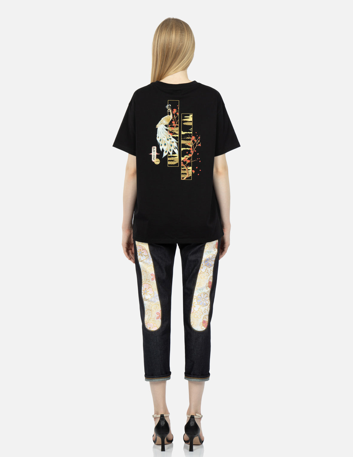 Peacock and Tsubaki Print Boyfriend T-shirt
