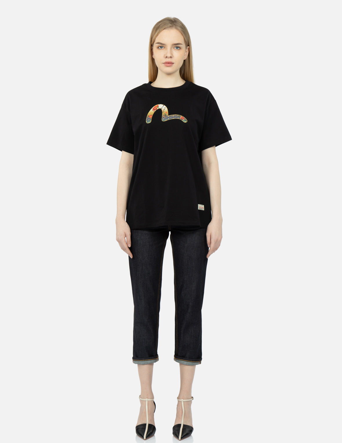 Peacock and Tsubaki Print Boyfriend T-shirt