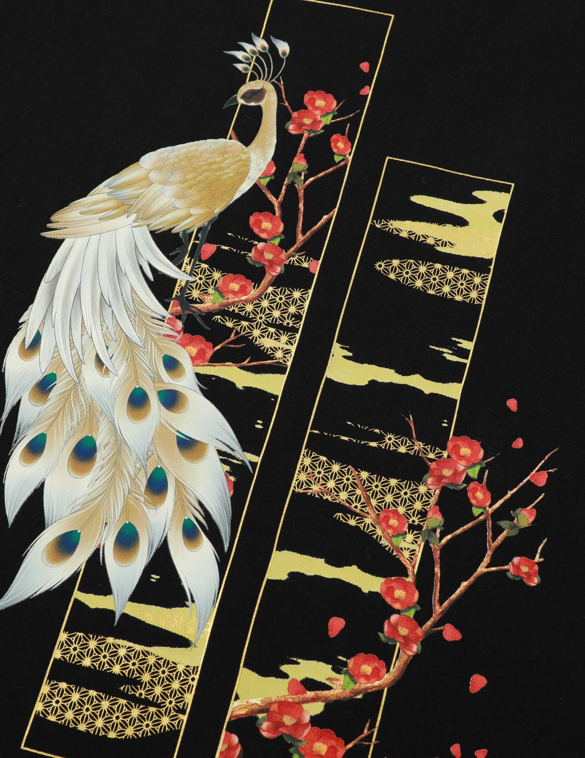 Peacock and Tsubaki Print Boyfriend T-shirt