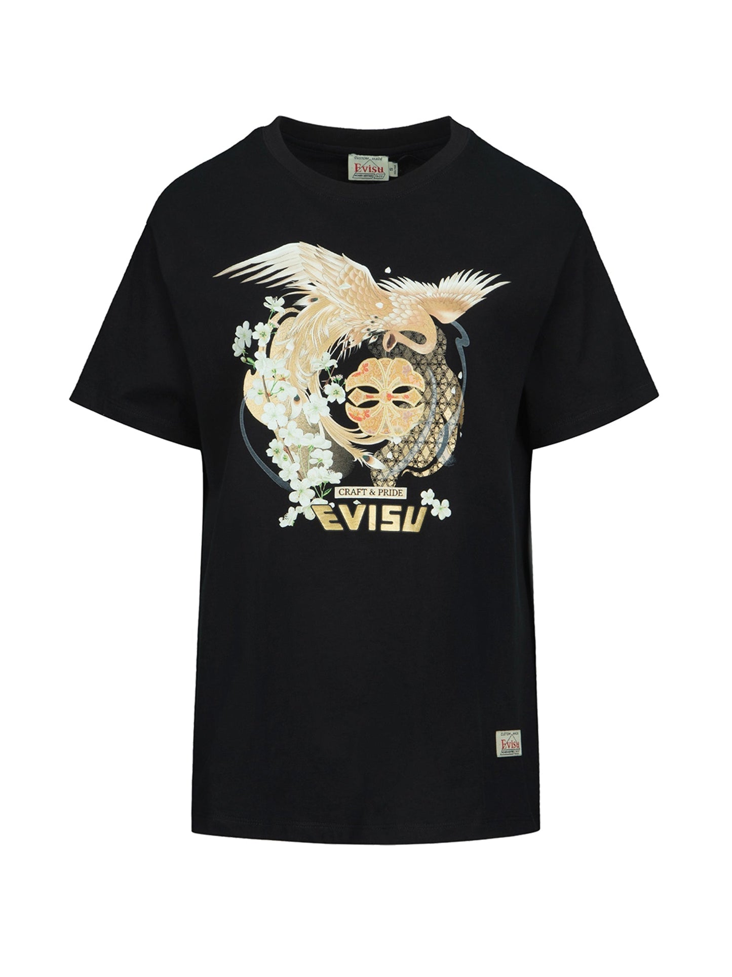 Peacock and Sakura Print T-shirt