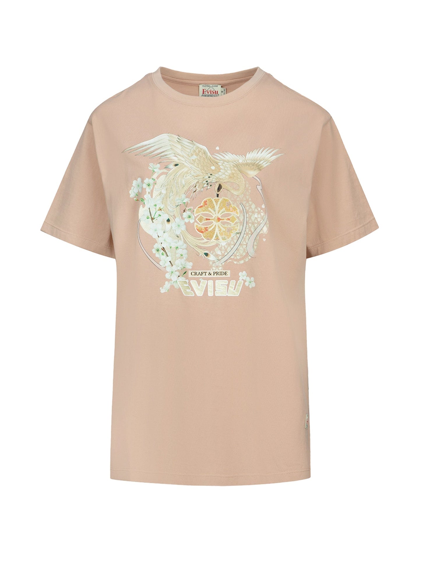 Peacock and Sakura Print T-shirt