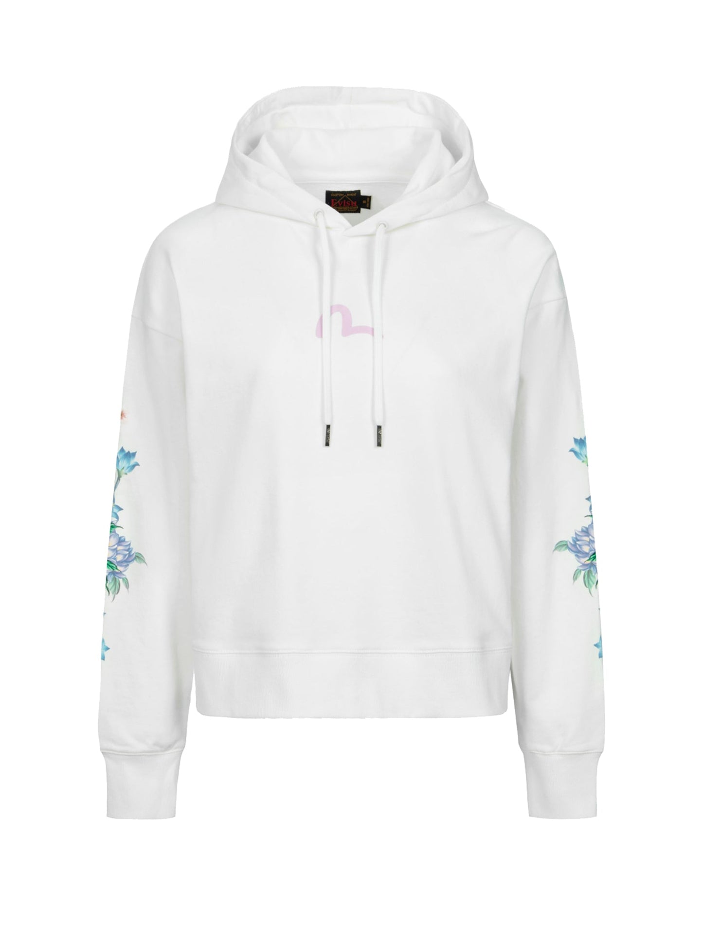 3D Seagull Print and Floral Embroidery Cropped Hoodie
