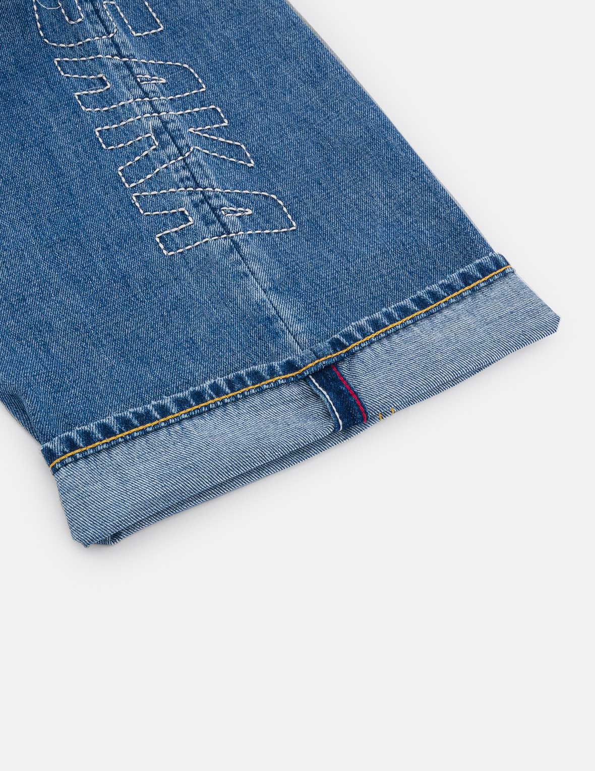 Washed Seagull Embroidery Fashion Fit Work Jeans