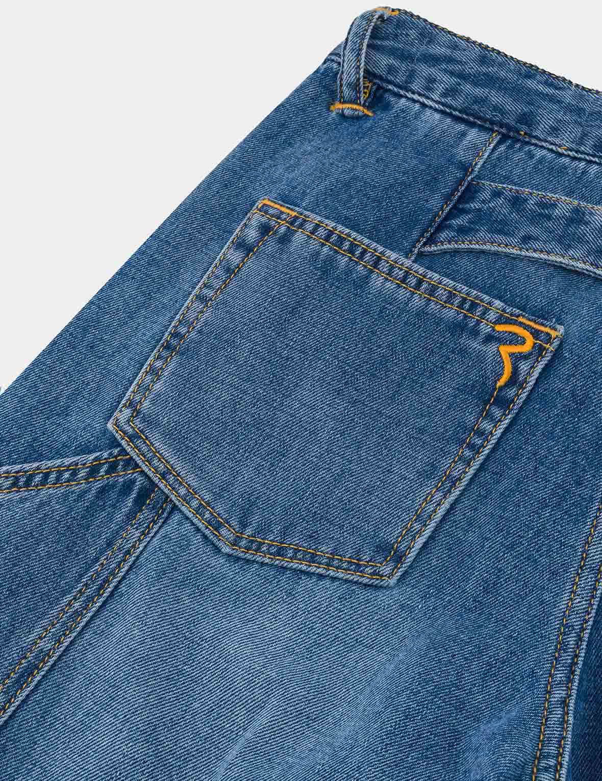 Washed Seagull Embroidery Fashion Fit Work Jeans