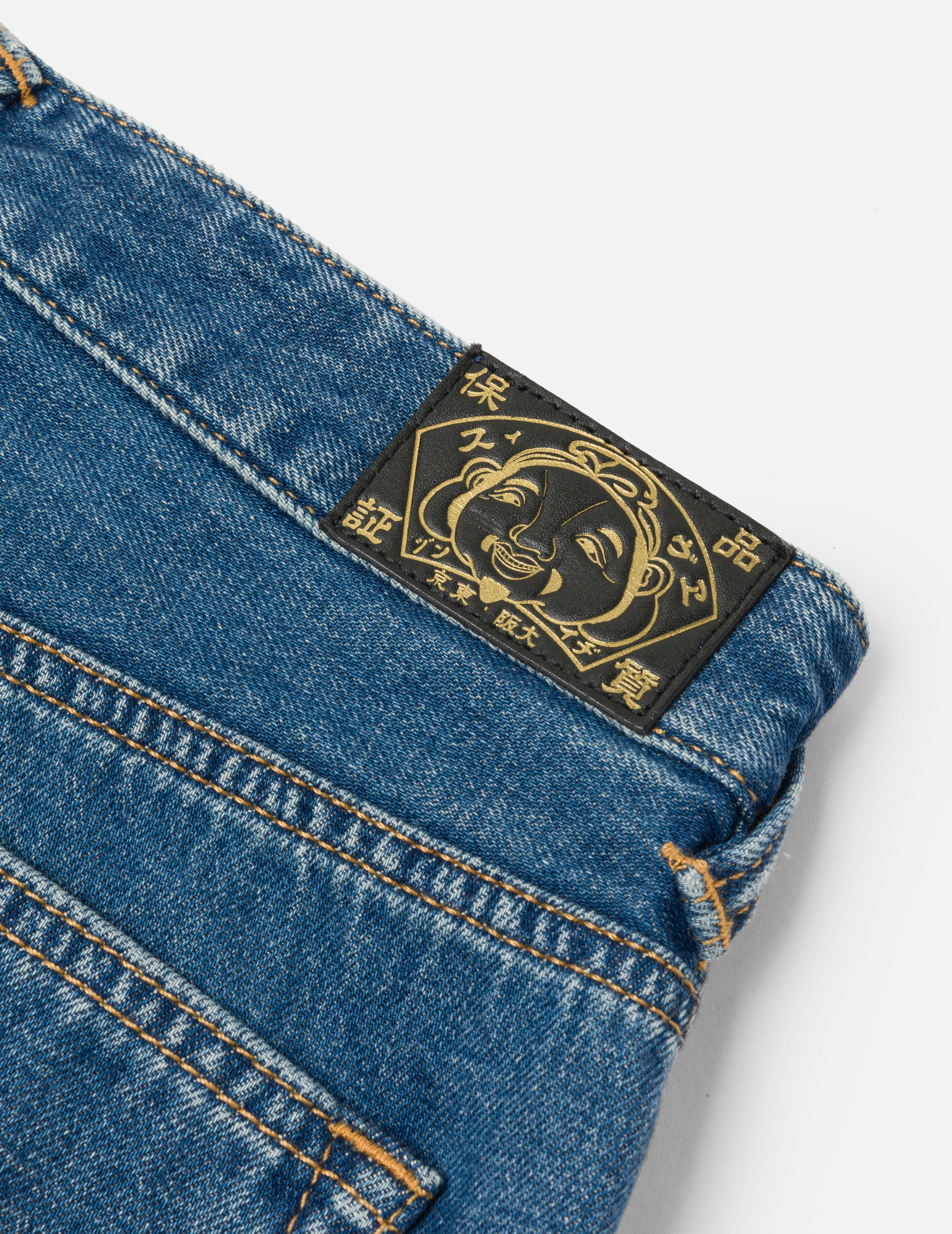 Rhinestone Logo and Seagull Print Boyfriend Jeans