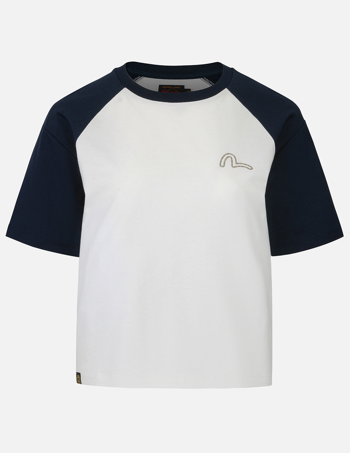 Nautical Theme Embroidery and Print Cropped Horn-sleeve T-Shirt