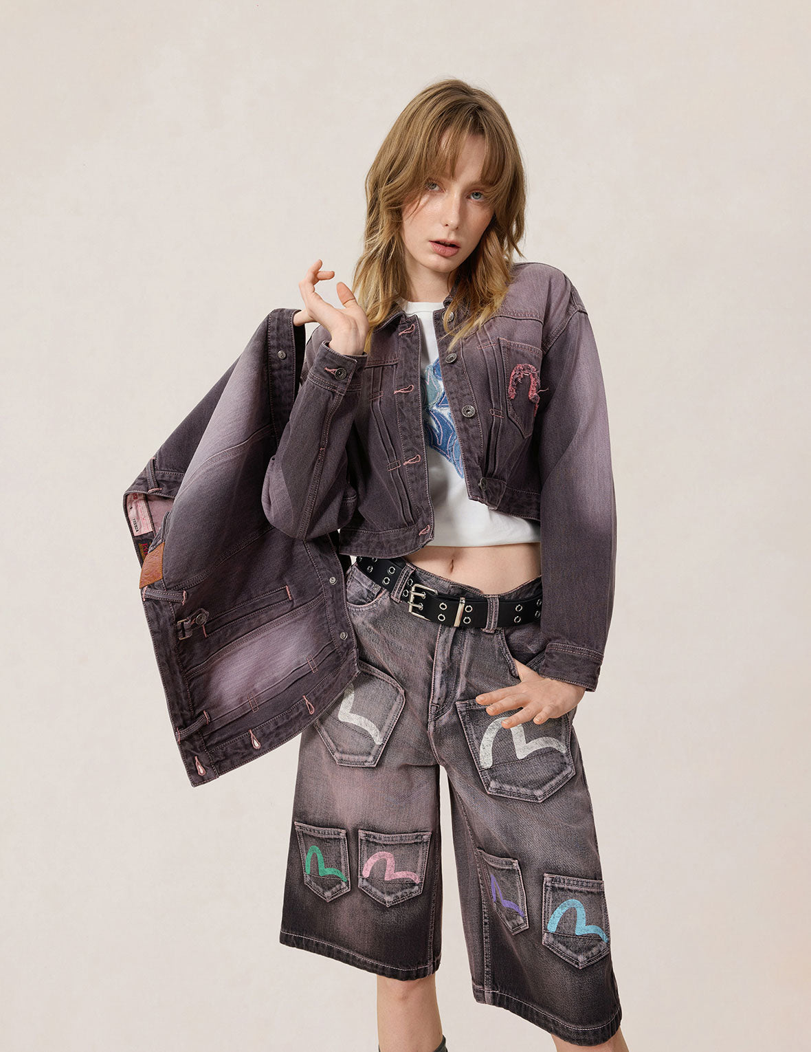 Embroidery Two Way Denim Jacket