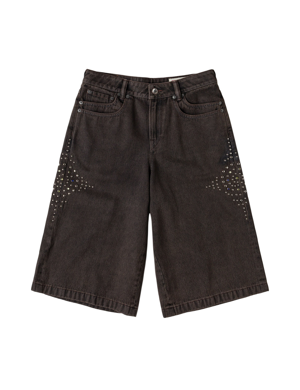 Graphic Rhinestones Denim Shorts