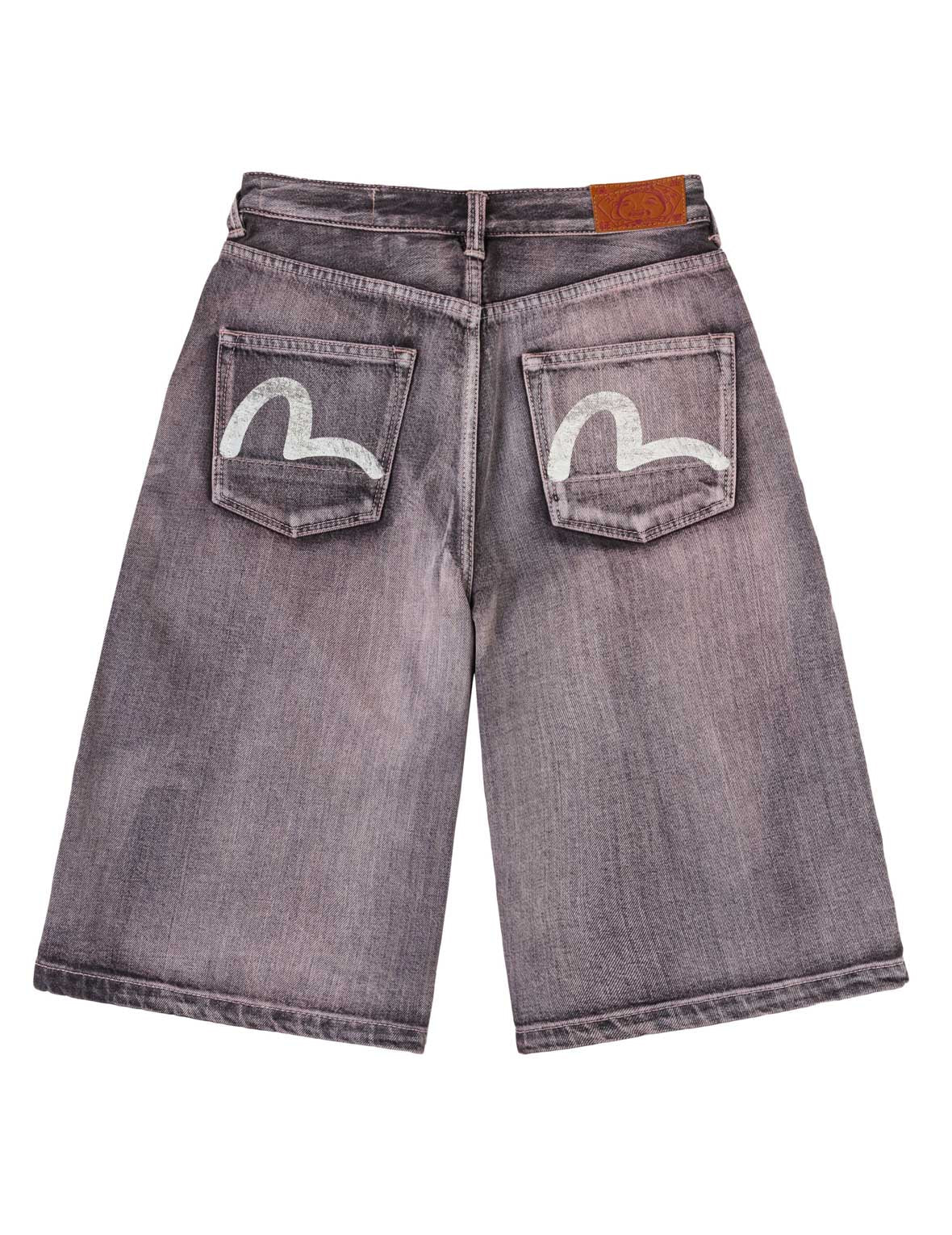 Seagull Print Multi-Pocket Denim Shorts