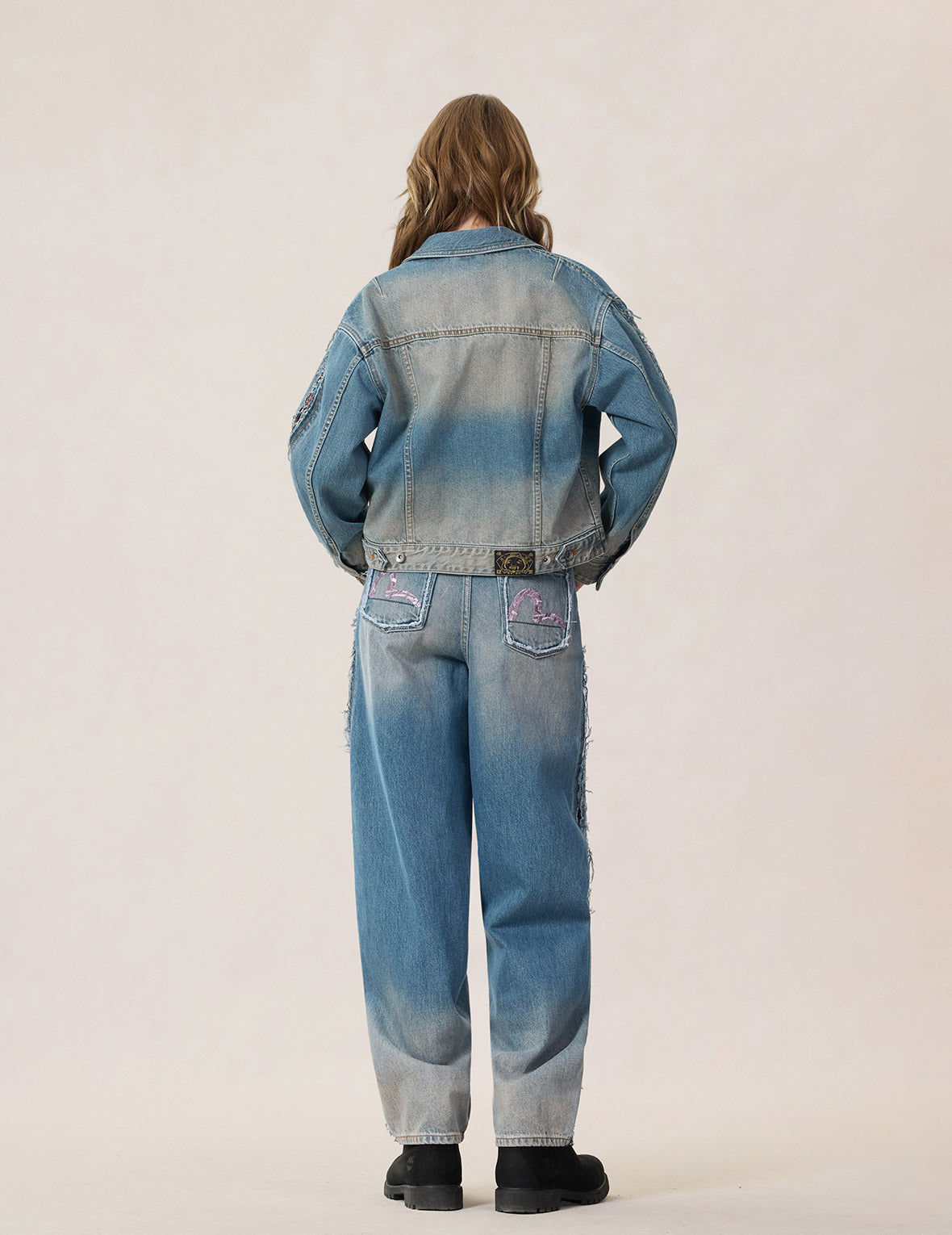 Brocade Patchwork Balloon Jeans