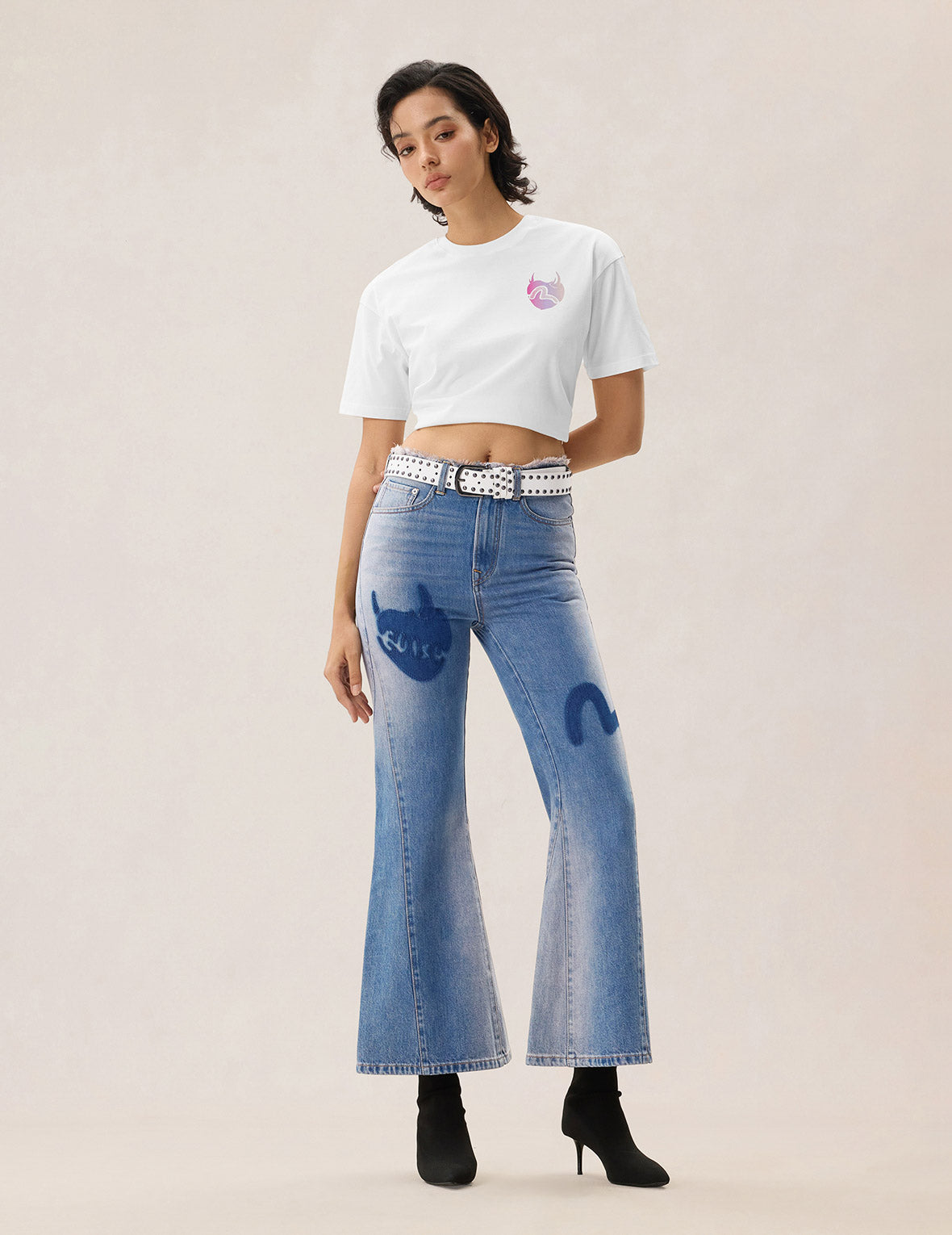 Devil-heart Seagull Bootcut Jeans