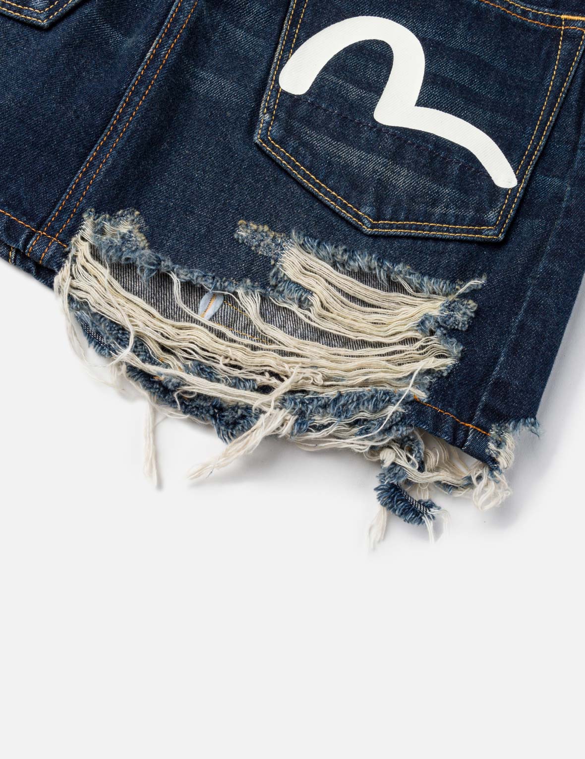 Seagull Print Multi-Pocket Denim Skirt