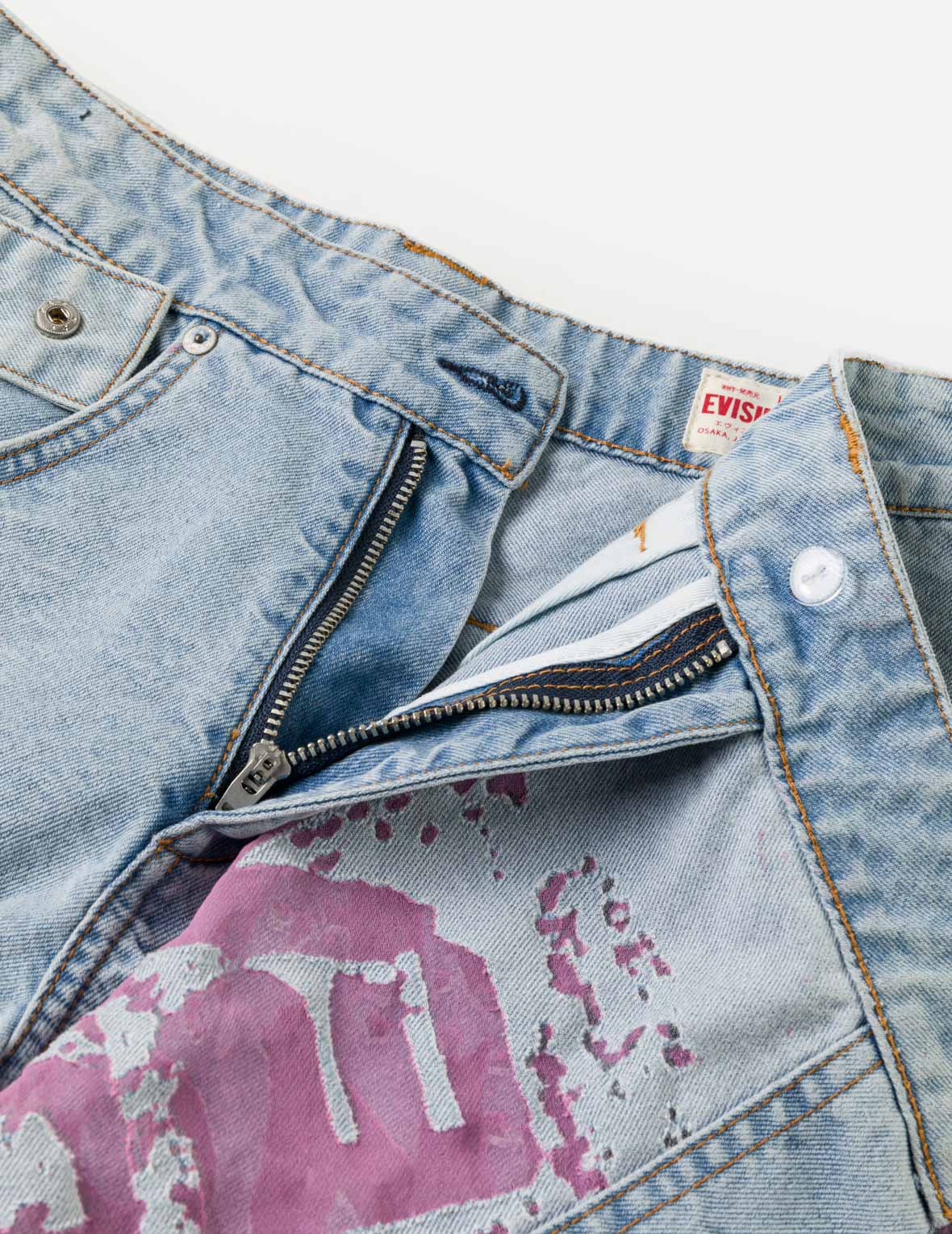 Color Burn-out Wordmark Denim Skort