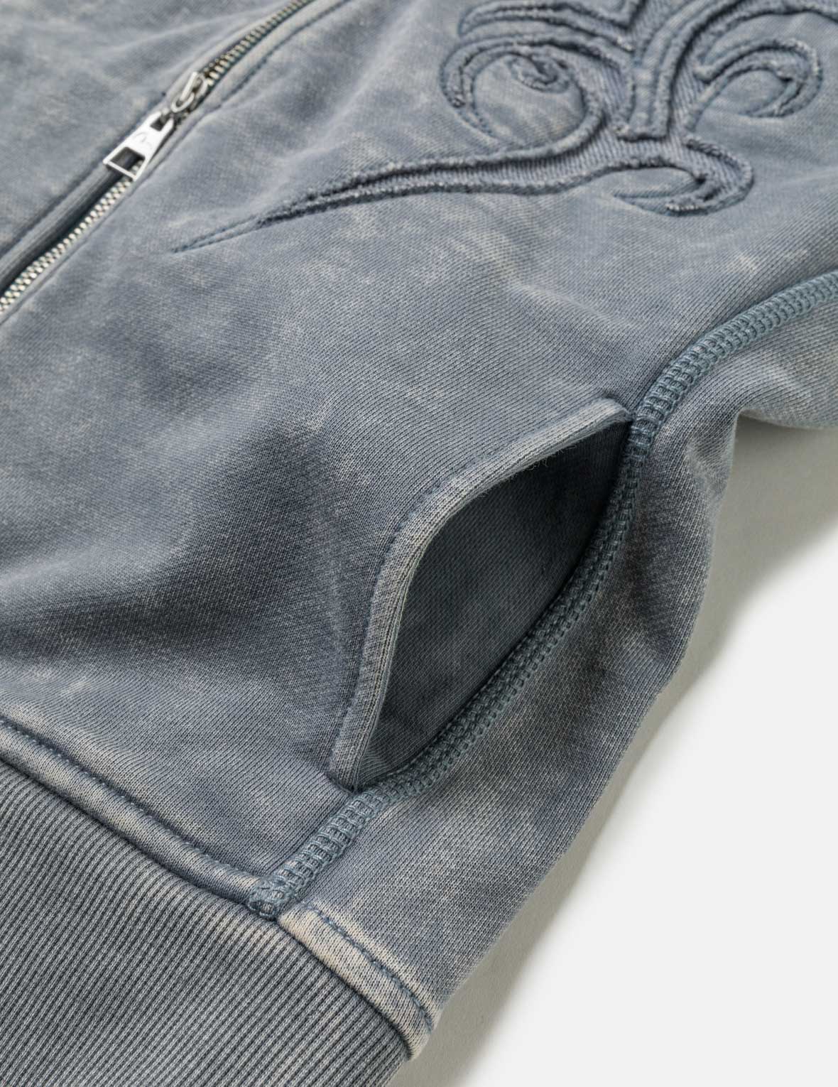 Reversed Fabric Cropped Hoodie