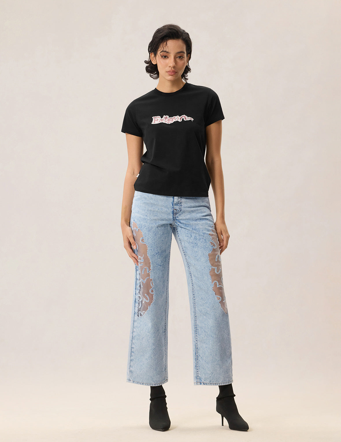 Denim Patched Seagull Logo T-shirt