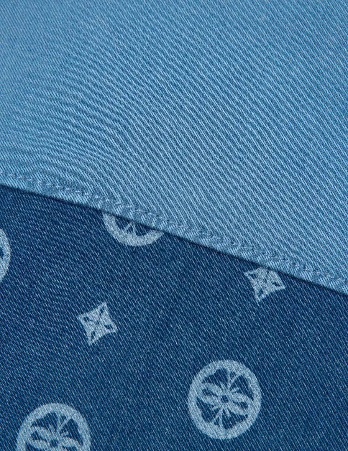 Allover Discharged Kamon Denim Shirt