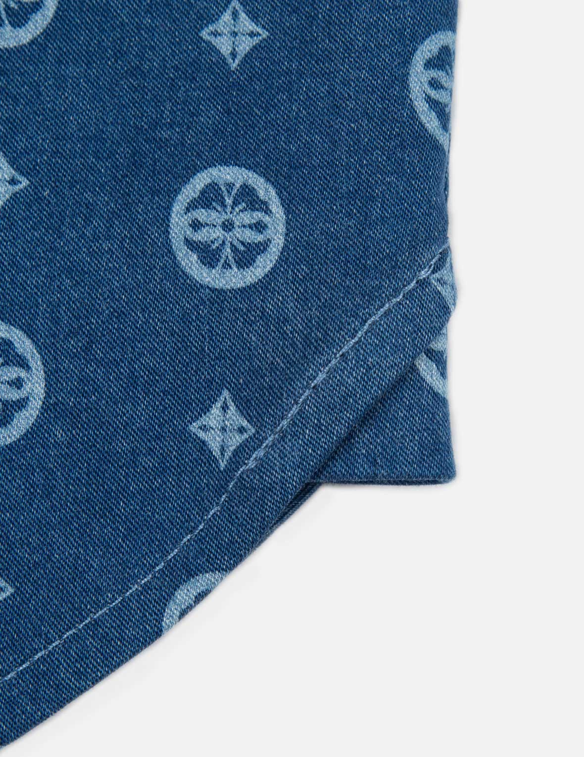 Allover Discharged Kamon Denim Shirt