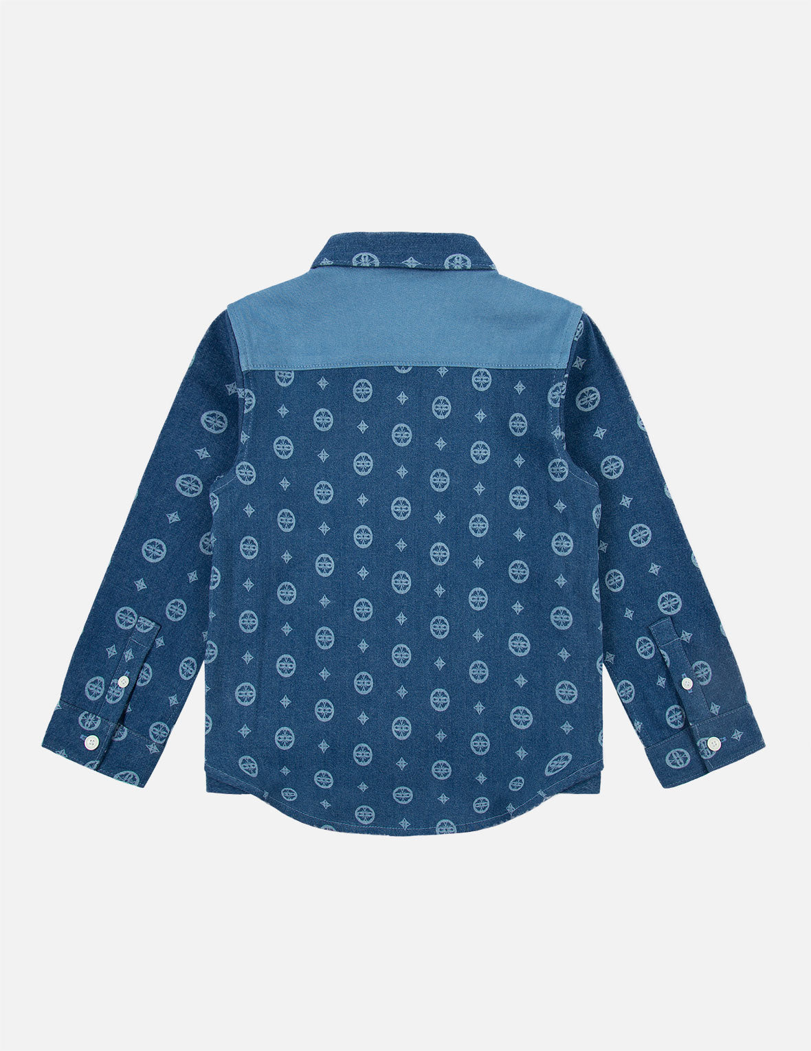 Allover Discharged Kamon Denim Shirt