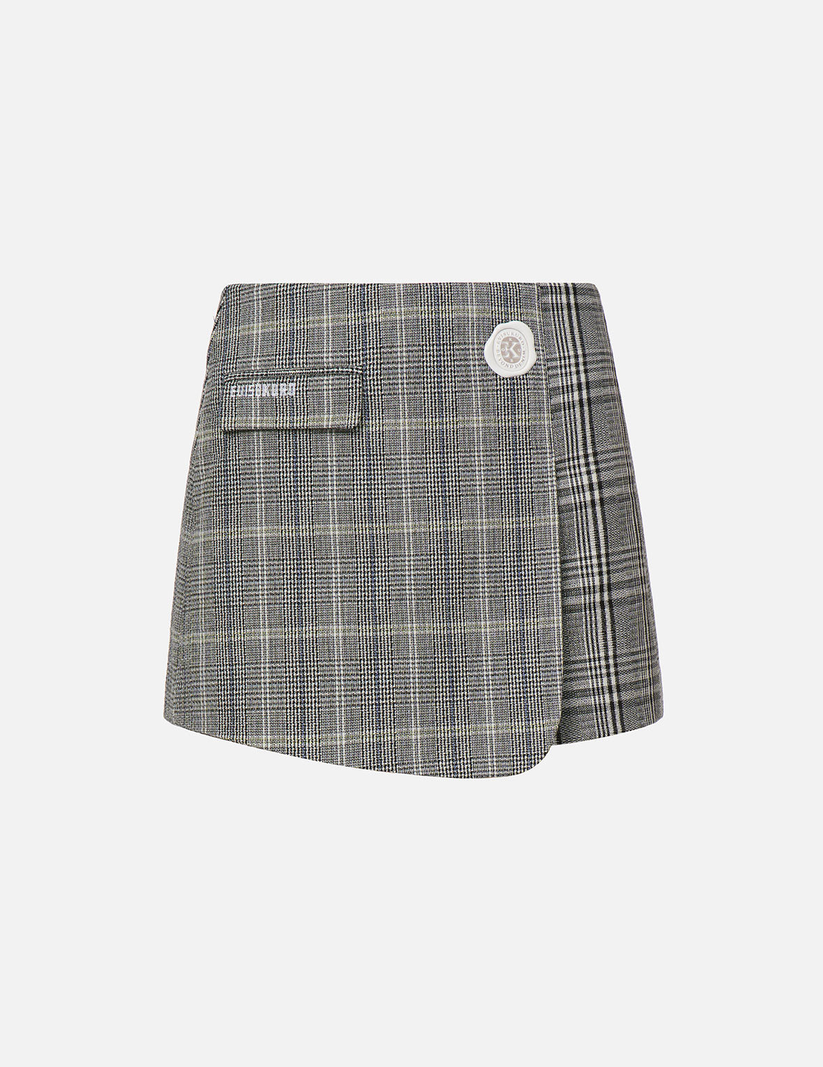 Mixed Plaid Wrap Skort