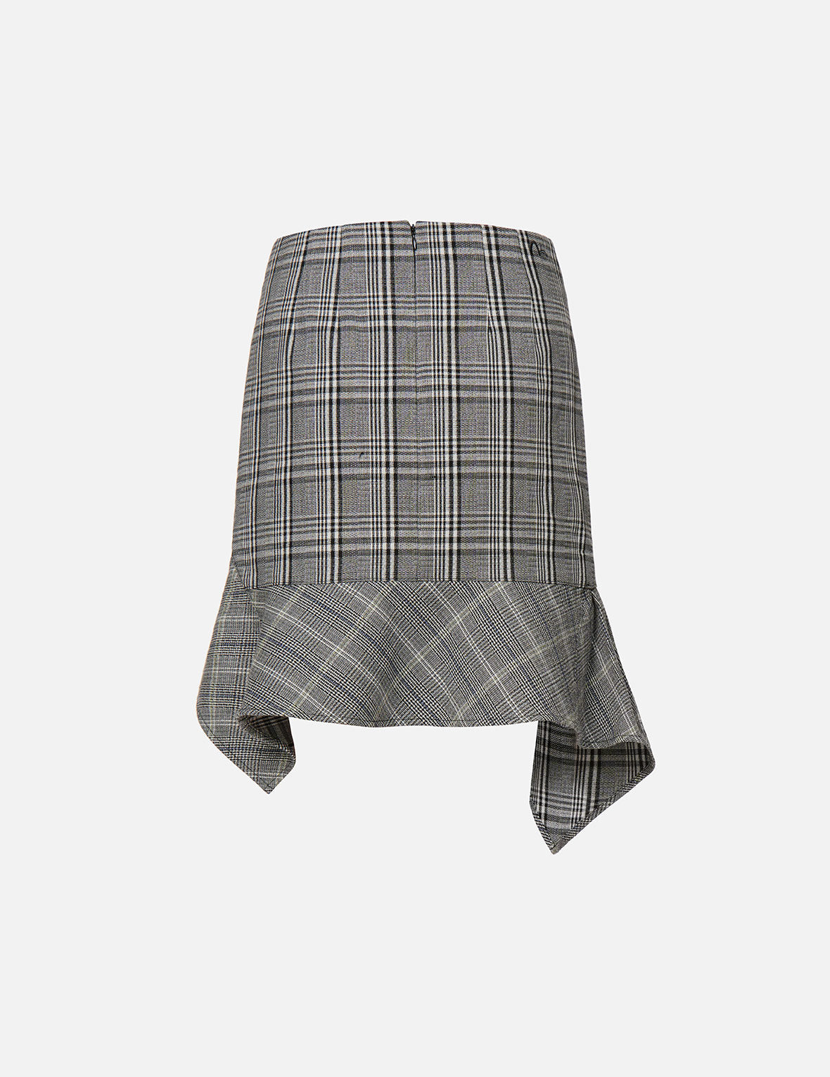 Asymmetric Ruffle Mixed Plaid Skirt