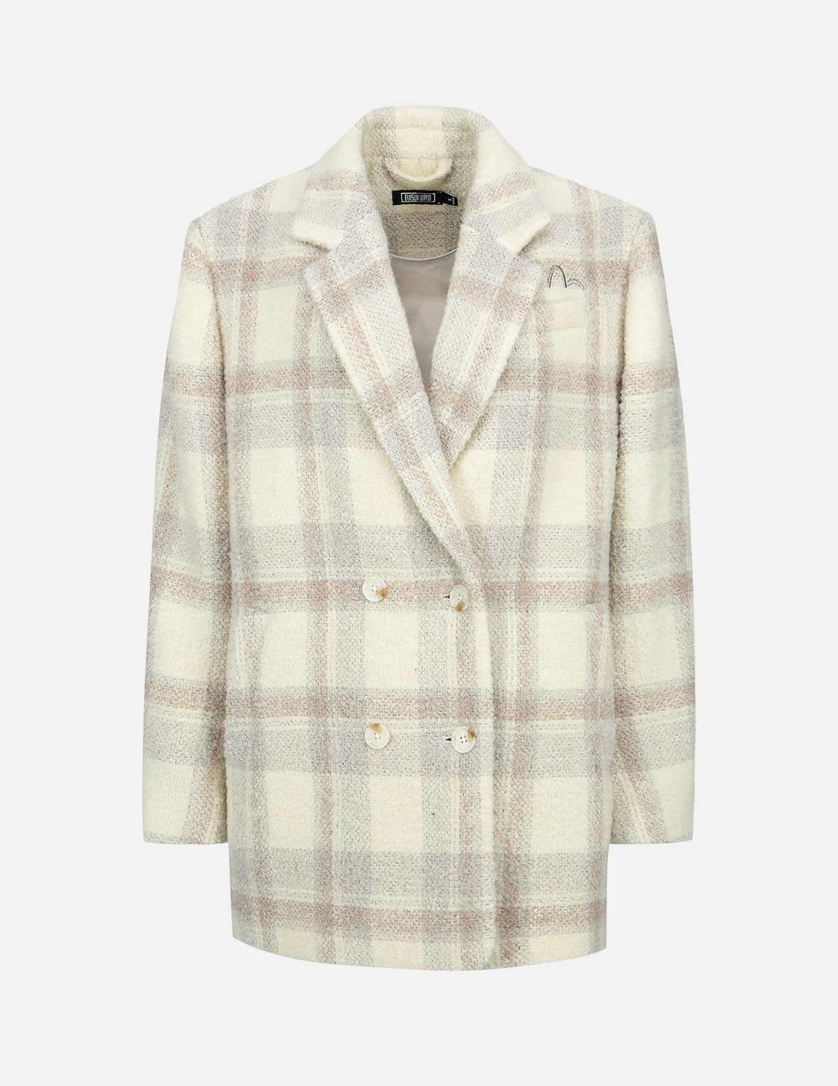 Gradient Logo Embroidery Plaid Blazer