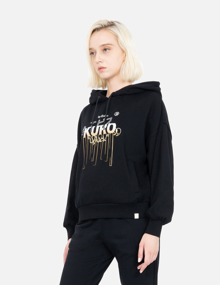 Gradient Dripping Logo Print Hoodie