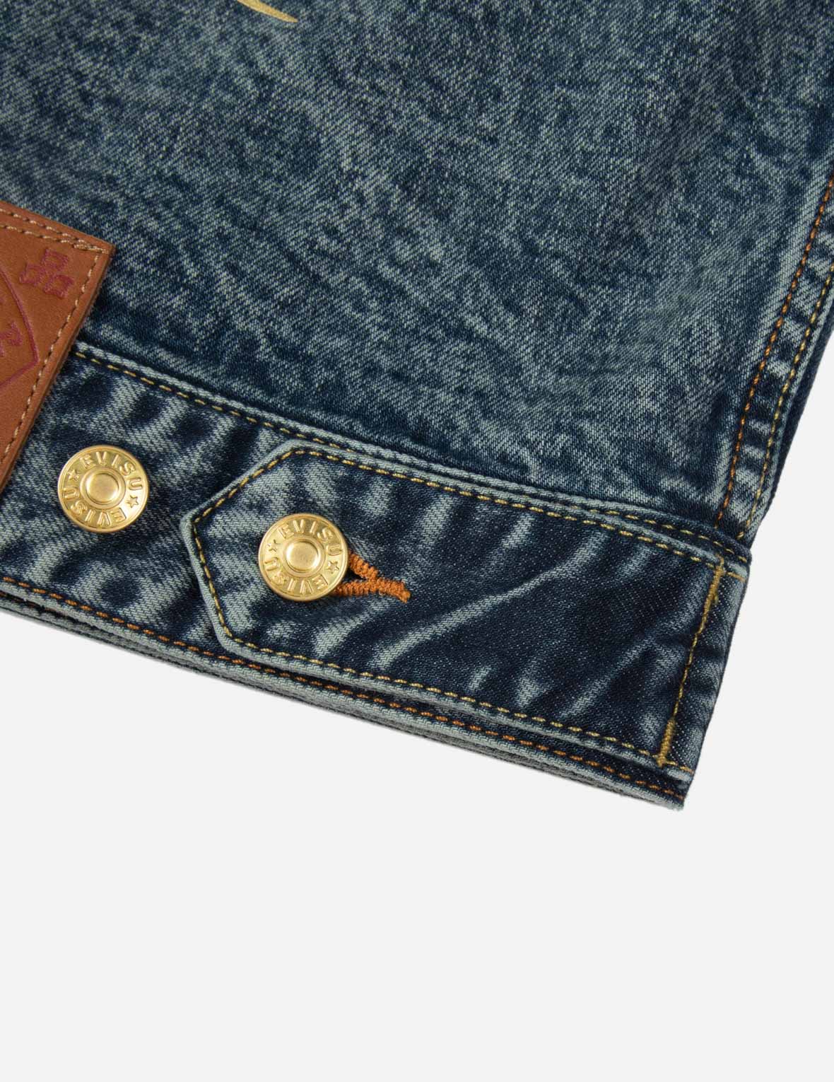 Kamon and Seagull Brocade Appliqué with Carp Embrodiery Relax Fit Denim Jacket