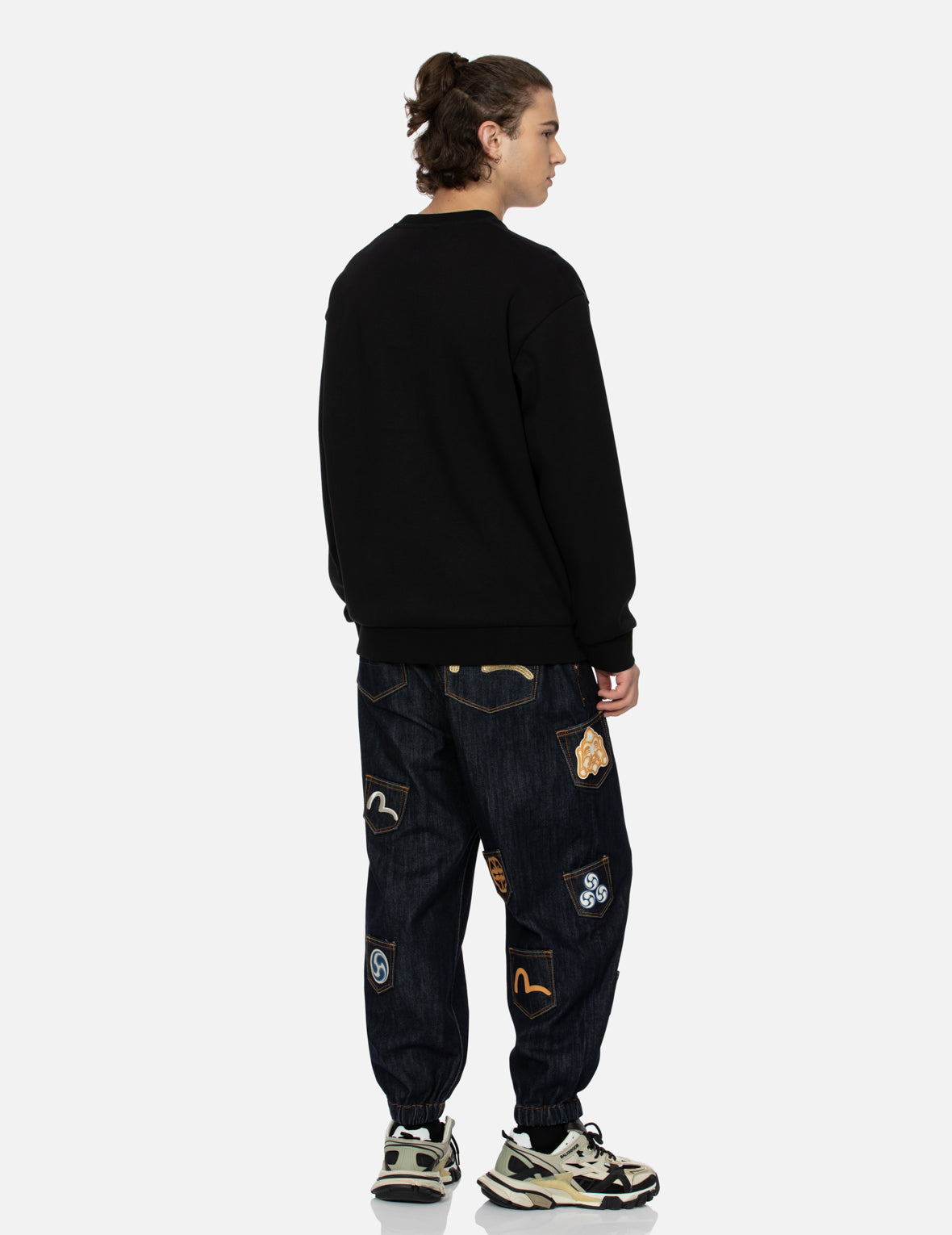 Seagull Embroidery with Kamon Print Pocket Relax Fit Sweatshirt