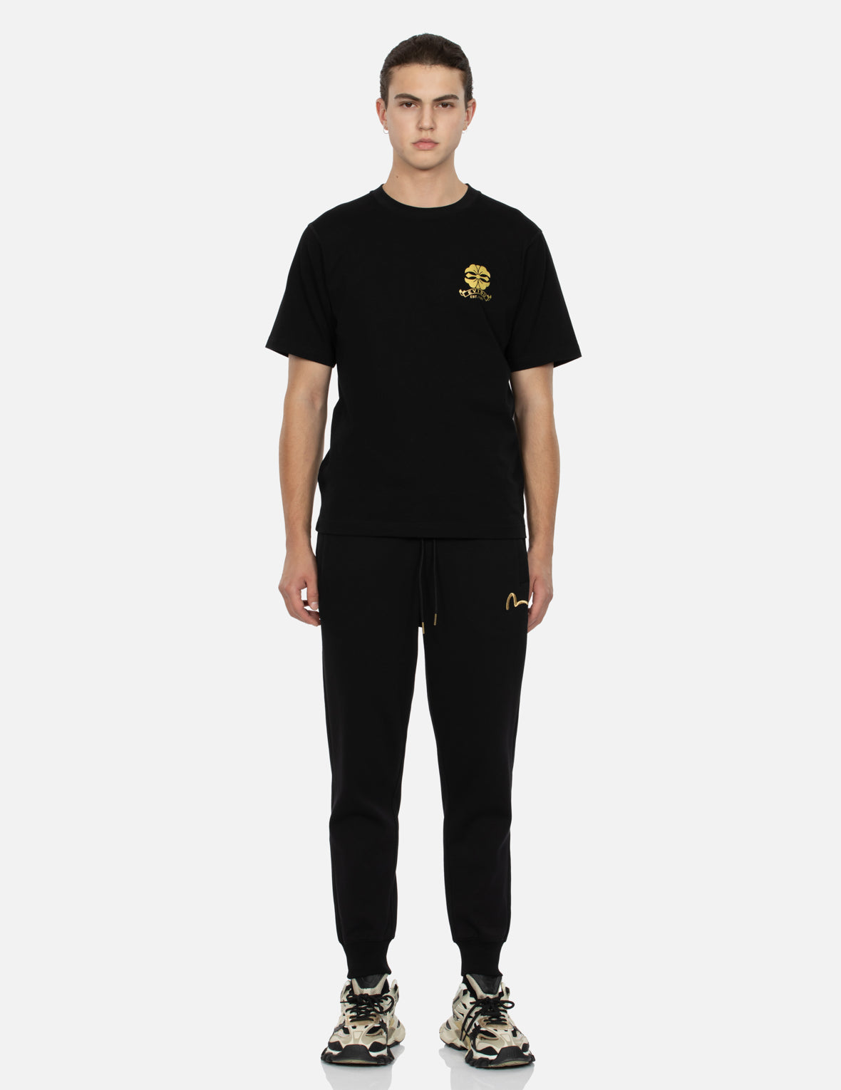 Kamon and Logo Foil Print Regular Fit T-shirt