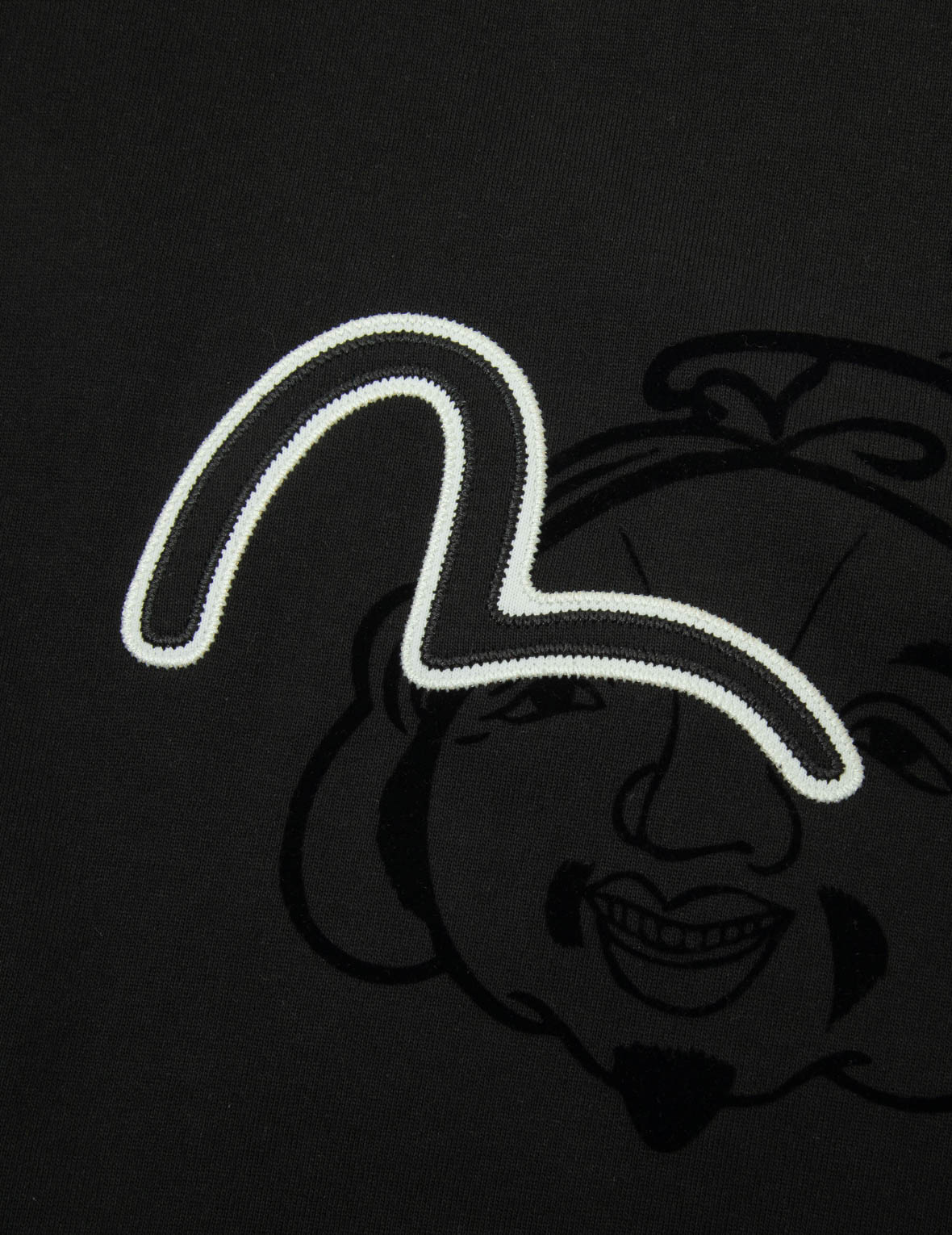 Seagull Embroidery and Allover Flocking Patterns Relax Fit T-shirt