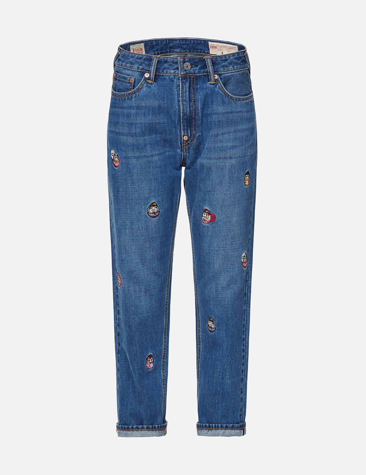 Allover Daruma Embroidered Relax-Cut Denim Jeans