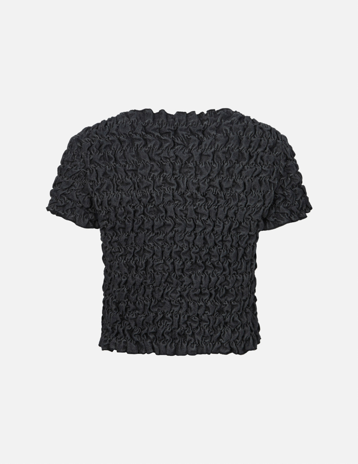 Logo Metal Trim Cropped Textured Denim Top