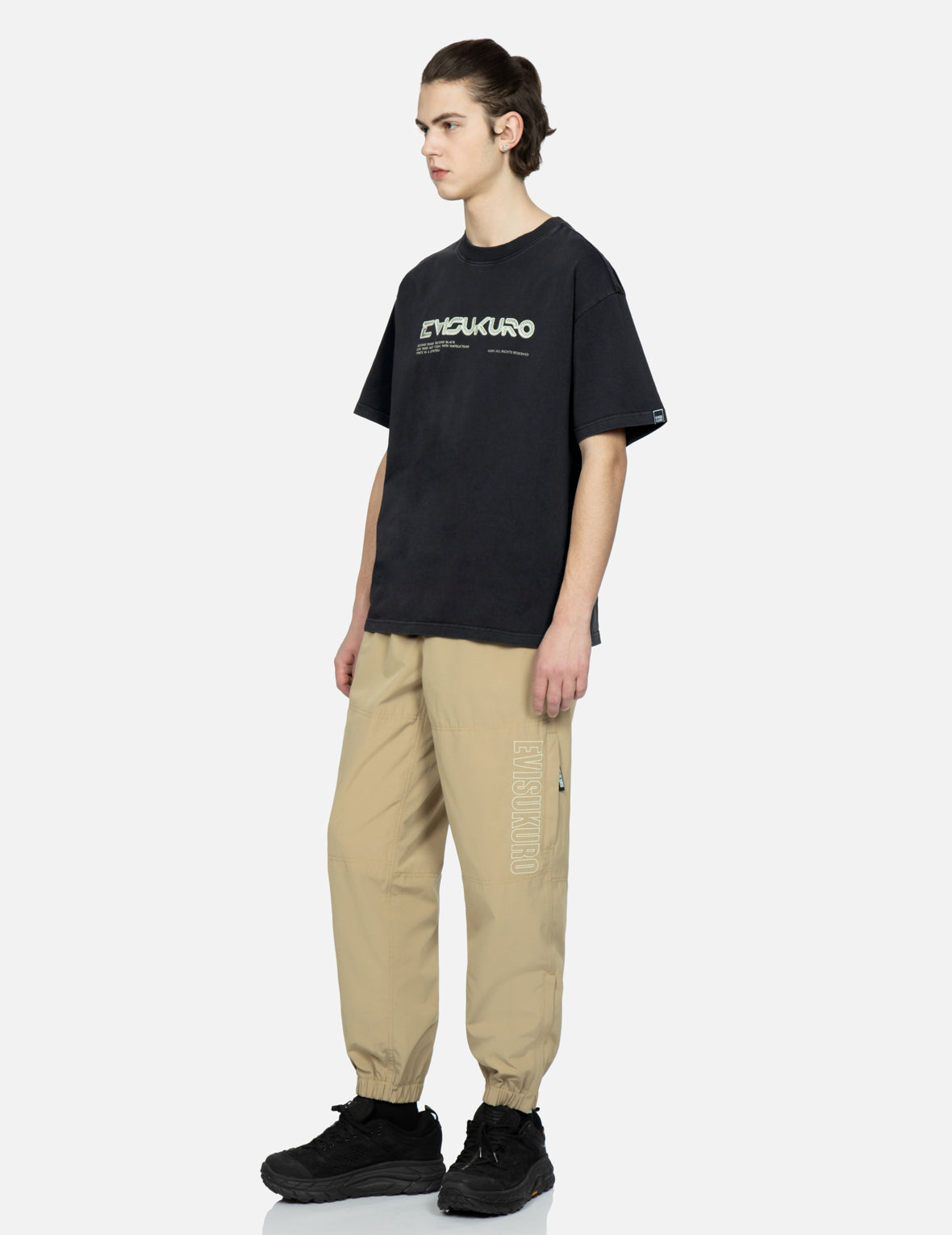 Metallic Stud Textured Logo Print T-shirt