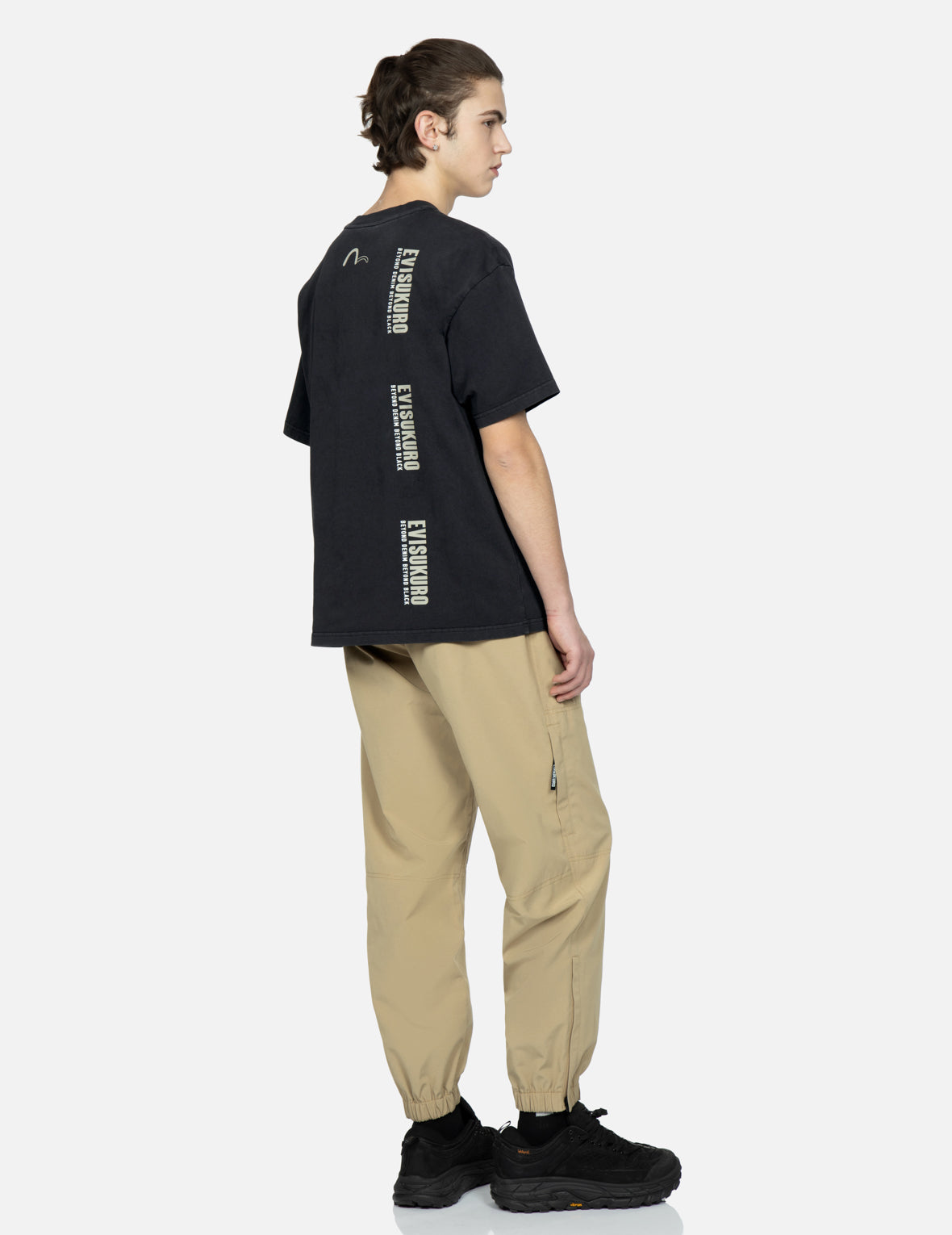 Metallic Stud Textured Logo Print T-shirt