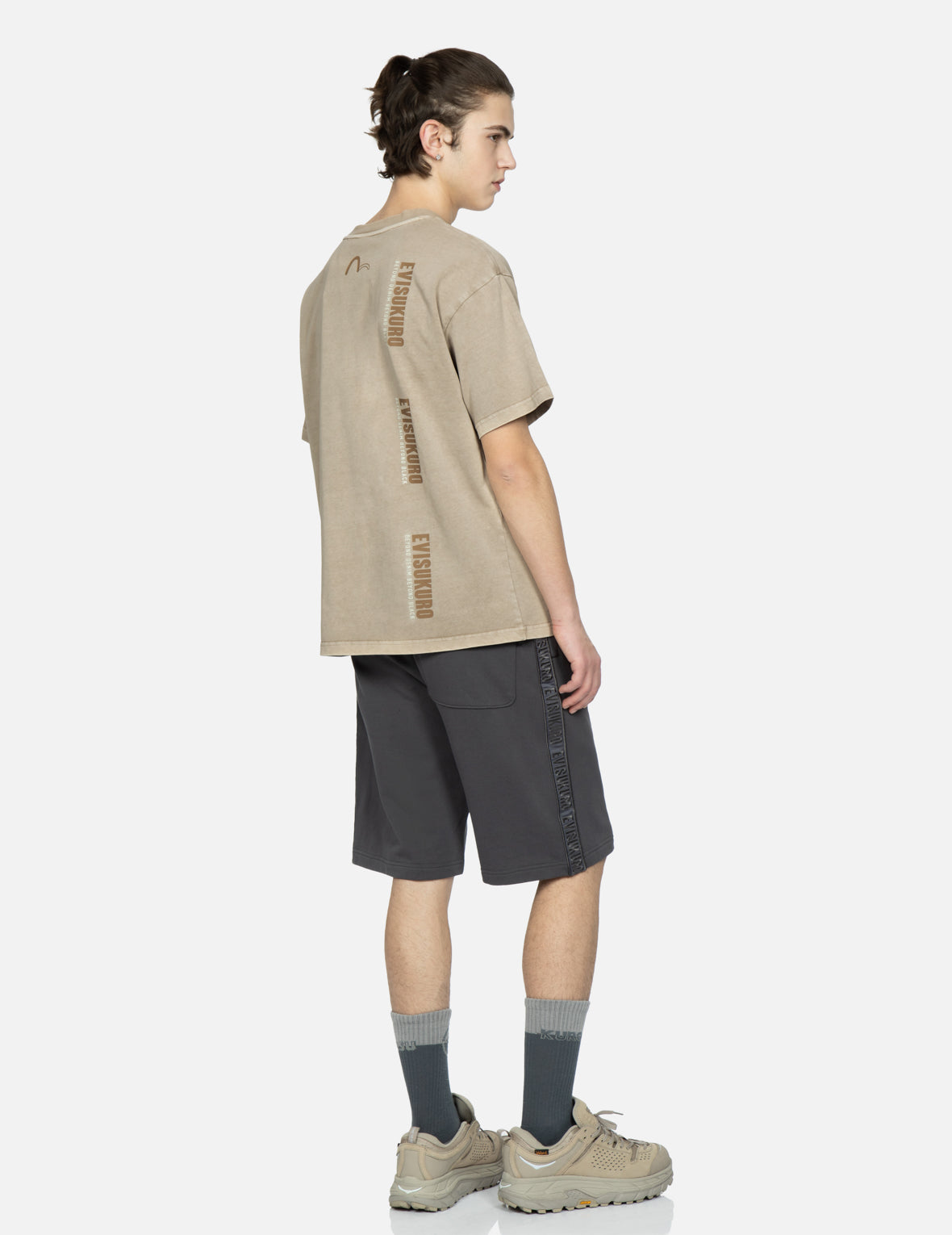 Metallic Stud Textured Logo Print T-shirt