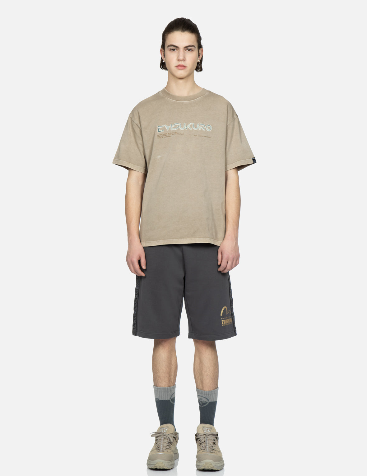 Metallic Stud Textured Logo Print T-shirt