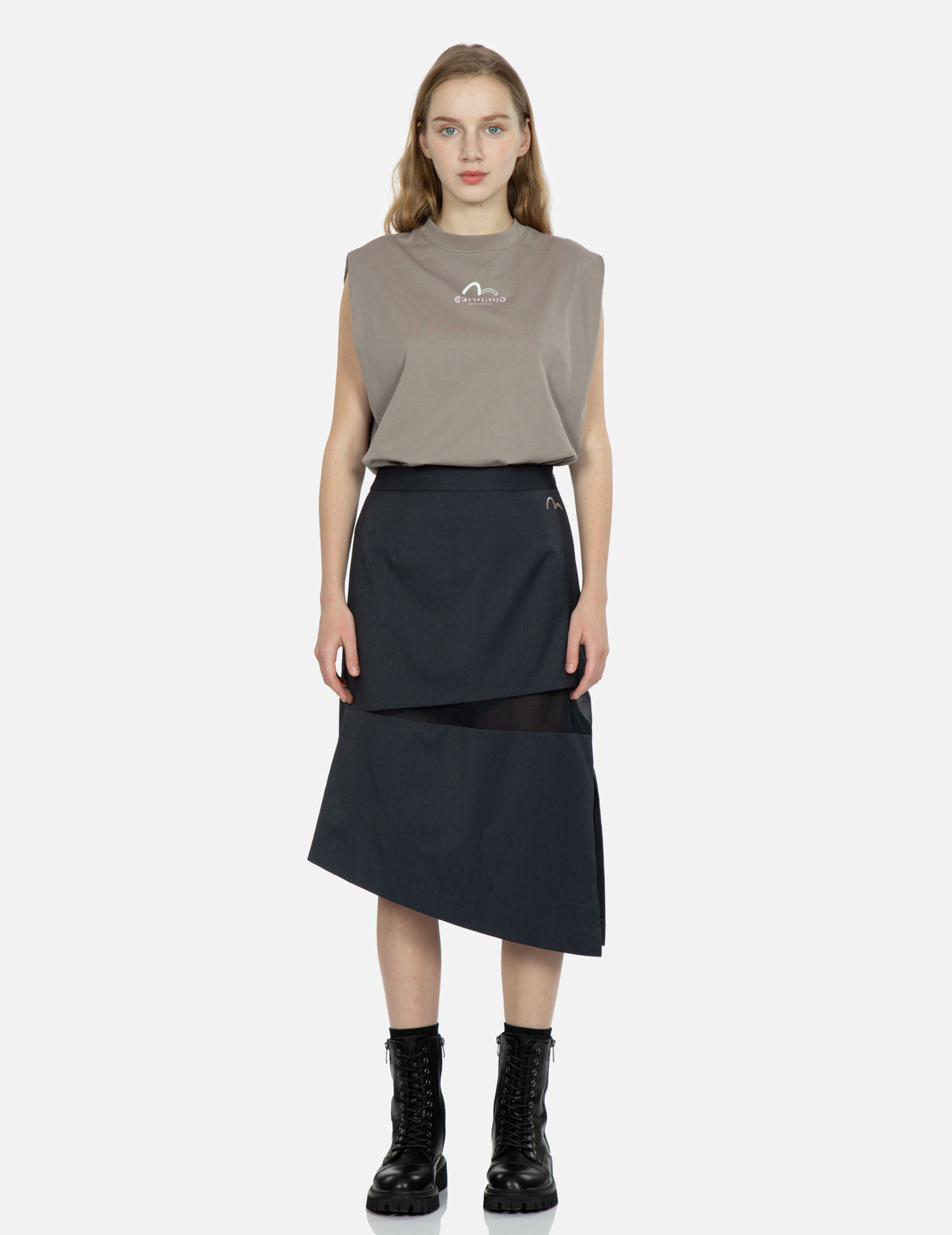 Logo Print Shoulder-Pad Tank Top